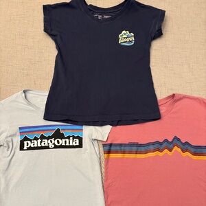 Patagonia Girls Organic Cotton Short Sleeve T-shirt set of 3 Size L (10-12) EUC
